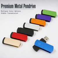 Flashdisk USB Putar Logam Grosir Custom, Pen Drive Putar 4GB 8GB 16GB 32GB untuk Souvenir Perusahaan
