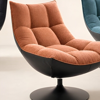 Fauteuil pivotant de loisirs en tissu chenille et similicuir finition mate avec base rotative pour intérieur