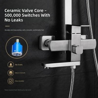 Ensemble de douche mural carré en acier inoxydable 304 noir mat pour hôtel européen moderne