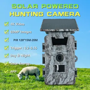 Kamera Trail PR903DW 4K WiFi Tenaga Surya 5200Mah 60MP Dukungan Aplikasi IP66 Tahan Air Layar 2 Inci Deteksi Gerakan Inframerah untuk Berburu - Product Image 6