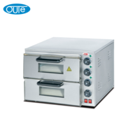 Four à pizza électrique commercial à 2 niveaux en acier inoxydable, four de comptoir pour boulangerie, puissance 3KW, 220V, pour restaurant, cantine, pizza, pain