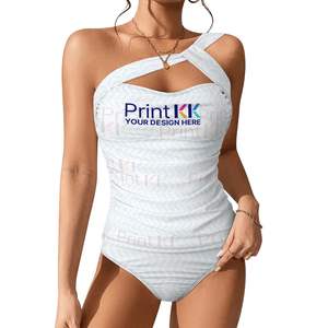 Image personnalisée Personnalisable Une Épaule Deux Pièces Maillot De Bain Respirant Maillot De Bain Taille Haute Bas Grandes Tailles XL Options Personnalisées Numériques - Product Image 1