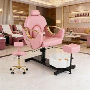 Fauteuil de pédicure métallique best-seller avec bain de pieds, réglable et rotatif, et bol de pédicure multifonctionnel intégré - Product Image 1