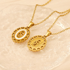 Zogxin Gold Plated Letter Pendant Necklace Women Oval Alphabet Charm Chain Fine Jewelry Everyday Wear - Product Image 4