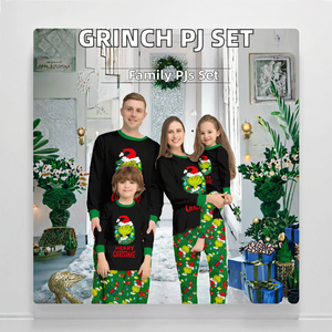Ensemble <span class=keywords><strong>pyjama</strong></span> de Noël vert <span class=keywords><strong>Grinch</strong></span> Cartoon taille élastique famille <span class=keywords><strong>pyjama</strong></span> assorti pour la saison d'hiver avec logo sur <span class=keywords><strong>le</strong></span> devant - Product Image 3