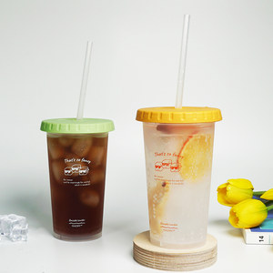 Gobelet réutilisable élégant pour boissons froides 500 ml avec couvercle plat, en PP durable, avec paille, pour café glacé - Product Image 2