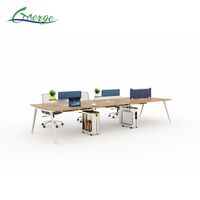Escritorio de Oficina Modular de Lujo Moderno para 6 Personas, Mesa para Personal con Estructura de Acero y Cajones