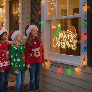 Merry Christmas LED Neon Sign Transparent <b>Acrylic</b> <b>Board</b> Indoor Party Club Window Sign Indicator Light Ambient Light 5V - Product Image 5