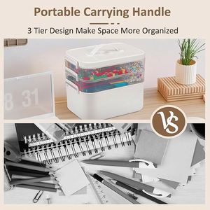 3-Layer Plastic Craft Organizers and Storage Box with Removable Trays, Storage Containers with Lids and Handle - Product Image 3