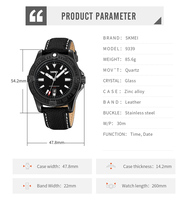 Reloj SKMEI 9339 para hombre, elegante, con correa de cuero genuino, cronómetro resistente al agua, en stock, estilo ejecutivo.