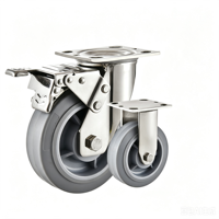 Roda Putar EFON EF48547 Heavy Duty TPR dengan Rem Bantalan Bola-Karet Keras untuk Troli Penggunaan Industri Universal