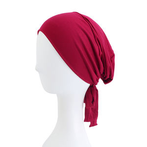 À la mode <span class=keywords><strong>coton</strong></span> longue queue tête écharpe écharpe chapeaux <span class=keywords><strong>Bandana</strong></span> faire Turban <span class=keywords><strong>chimio</strong></span> casquette dormir chapeau bonnet chapeau en gros - Product Image 4