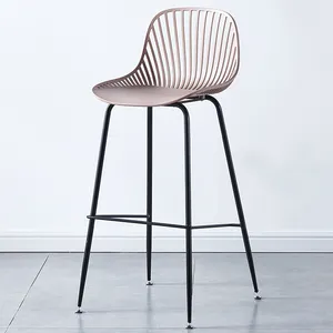 Criativo bar encosto bar fezes ferro perna plástico encosto moderno cadeira alta