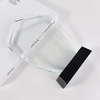Trophée en verre cristal portable personnalisé avec logo animalier, plaques de médailles imprimées en typographie, forme irrégulière, pour récompenses - Vente en gros