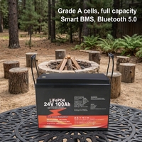 Batería LiFePO4 de 24V 100Ah de Ciclo Profundo para Sistema Solar, Almacenamiento de Energía Doméstica, Fuera de la Red