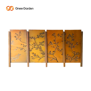 Paravent de jardin moderne en métal, orange rustique, rectangulaire, résistant aux intempéries, ornement extérieur pour la décoration de jardin - Product Image 2