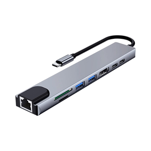 Adaptateur Hub USB-C 8-en-1 : Câble Type-C vers Convertisseur 4K 60Hz, Ethernet, USB 3.0, Station de Charge USB 8-en-1 - Product Image 1