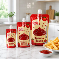 Sachet Doypack à bec verseur imprimé sur mesure, de qualité alimentaire, stérilisable, pour base de soupe, sauce, bouillon de fondue, curry et condiments liquides