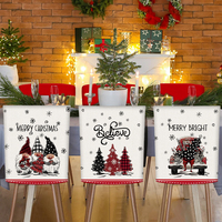 4 housses de chaises de Noël en lin Gnome Arbre de Noël Camion Housses de siège de salle à manger Décoration
