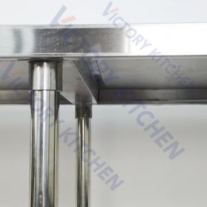 VICTORY KITCHEN Plan de travail de préparation alimentaire en acier inoxydable 304, conception à 6 pieds, finition polie, roulettes incluses, capacité de charge de 500 kg/m - Product Image 1