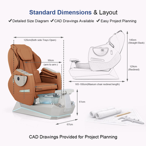 Set Kangmei 2026 <span class=keywords><strong>di</strong></span> Mobili per Salone <span class=keywords><strong>di</strong></span> Bellezza, Lussuoso Tavolo per Pedicure Beige con Idromassaggio Senza Tubi e Poltrona per Massaggio Piedi - Product Image 2