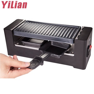 Grill Raclette <span class=keywords><strong>Électrique</strong></span> Portable 400W avec Plaque Amovible Antiadhésive PTFE pour Deux Personnes, Idéal pour la Maison, la <span class=keywords><strong>Fondue</strong></span> au Fromage et les Dattes - Product Image 4
