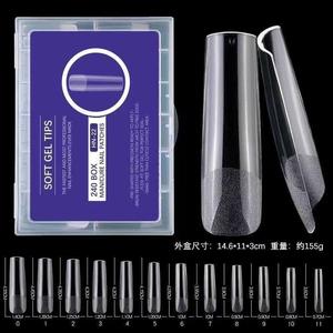 240 <span class=keywords><strong>Uñas</strong></span> Postizas <span class=keywords><strong>Extra</strong></span> <span class=keywords><strong>Largas</strong></span> Tamaño XXL, Ecológicas, de ABS, Diseño Cuadrado Almendrado, Semi Mate, Sin Rastro - Product Image 3