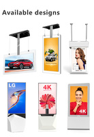 Layar LED Dua Sisi 49-Inci, Signage Digital Terpasang di Langit-langit untuk Papan Menu LCD Menghadap Jendela Pusat Perbelanjaan, Video