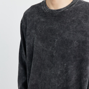 Yeni genç moda özel pamuk Vintage yıkanmış erkekler uzun kollu T-Shirt - Product Image 4