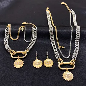 Оптовая продажа хип-хоп мужчины и женщины золотые и серебряные глаза бриллиантовые кулон браслет серьги ожерелье комплект ювелирных изделий