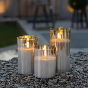 Ensemble de 3 bougies LED sans flamme en verre <span class=keywords><strong>avec</strong></span> télécommande, bougies artificielles vacillantes pour la décoration de la maison - Product Image 6