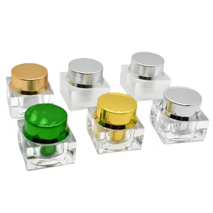 Empty Nail Gel Dipping Powder Jars Luxury Travel Vial Sample Packaging Square 5 g Lip Scrub Acrylic Jar With Lids