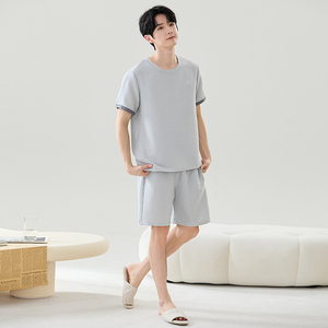 <span class=keywords><strong>Pigiama</strong></span> da <span class=keywords><strong>uomo</strong></span> LONGD casual alla moda a <span class=keywords><strong>maniche</strong></span> <span class=keywords><strong>corte</strong></span> e pantaloncini, per tutte le stagioni, in 100% poliestere lavorato a maglia, traspirante e ad asciugatura rapida - Set completo - Product Image 5