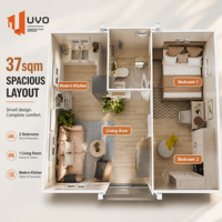 Maison conteneur extensible UVO 20FT : Appartement modulaire préfabriqué de luxe en verre |   Maison de location Airbnb haut de gamme pour le marché australien