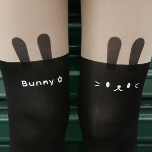 Mulheres Sexy Collants Meninas Meias Gato Padrão Imprimir Cartoon Silk Pantyhose 100% Nylon - Product Image 6