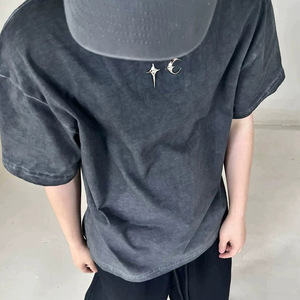 <span class=keywords><strong>Camisetas</strong></span> de Marca de Moda Estilo Americano para <span class=keywords><strong>Hombre</strong></span>, Diseño de Estrella y Luna Plateada, Estilo Urbano, Corte Holgado, <span class=keywords><strong>Camisetas</strong></span> de Verano de Algodón para <span class=keywords><strong>Hombre</strong></span> - Product Image 1