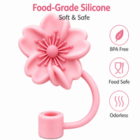 Capuchon de paille en silicone motif fleur pour gobelet Stanley – Accessoire anti-poussière réutilisable pour protéger les pailles