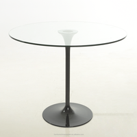 Table à manger moderne Tulip avec plateau en verre et base en aluminium blanc, table ronde RT-526
