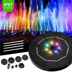 Pompe solaire pour fontaine avec 7 lumières LED colorées, pompe flottante pour jardin, fontaine solaire pour bain d'oiseaux, étanche IP67 - Product Image 1