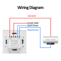 Interruptor Inteligente de CA de 40A de Alta Potencia para Aire Acondicionado, Compatible con Apple HomeKit, Control Remoto por Aplicación, Panel Táctil, IP20, Panel de Vidrio, Interruptores de Pared