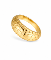 Bague personnalisée en acier inoxydable 316L, texture crocodile, étanche, hypoallergénique, plaquée or PVD, pour femme, cadeau