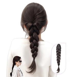Peluca de cola de caballo trenzada con punta en U para mujer, postizo de pelo largo y realista con clip, fácil de aplicar, cable resistente a altas temperaturas, 140 g - Product Image 1
