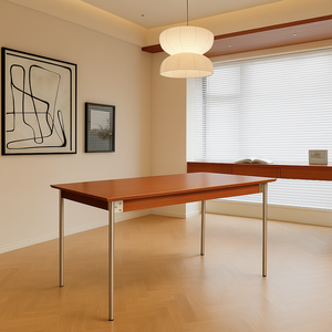 Premium Modern Scandinavian <strong>Stable</strong> Solid Wood Dining <strong>Table</strong> with Rectangular Top Metal Legs for Dining Room Furniture Hotel Home - Product Image 2