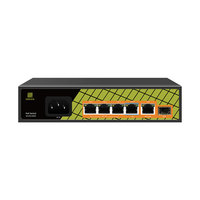 GENATA Switch Jaringan PoE Gigabit Penuh 4 Port PoE 1 Port Uplink Gigabit 1 Port Fiber SFP 6 Port Switch Ethernet