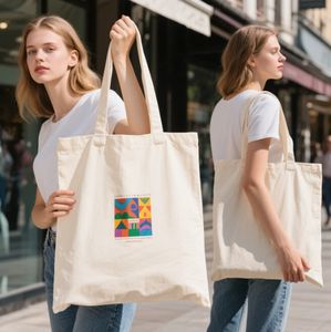 Vente en gros de sac fourre-tout en toile de coton imprimé réutilisable à la mode de haute qualité sac à provisions - Product Image 3