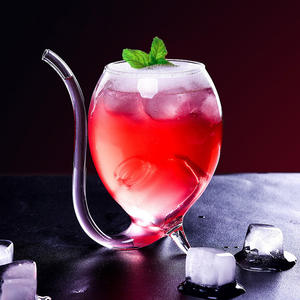 Verre à vin rouge créatif Mxmade <span class=keywords><strong>Vampire</strong></span>, verre résistant à la chaleur, résistant aux hautes températures, soufflé à la main, <span class=keywords><strong>paille</strong></span> transparente filtrée - Product Image 1