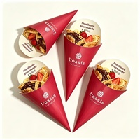 Boîte d'emballage en papier pour crêpes avec logo imprimé, boîte à emporter pour aliments, emballage pour crêpes, tranches de pizza, croissants, gaufres, cornets