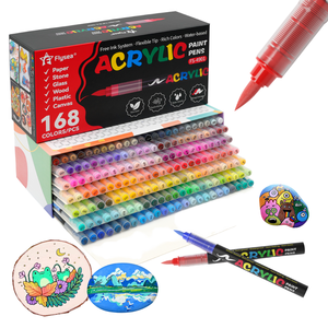ปากกาเพ้นท์อะคริลิคแบบถาวร 168 สี หัวพู่กันแบน 6 มม. สำหรับระบายสีบนหิน ไม้ แก้ว หิน ผ้าใบ เซรามิก ผ้า - Product Image 1