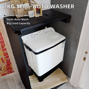 เครื่องซักผ้าไฟฟ้ากึ่งอัตโนมัติถังคู่ขนาด7กก. 7.5กก. เครื่องซักผ้าพร้อมถังพลาสติกขนาดเล็กซักอบแห้ง - Product Image 2