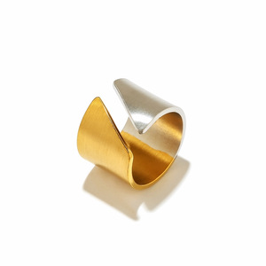Stainless Steel <b>Ring</b> Geometric Shape 18k Gold Plated Two Tone Women's Fashion Jewelry Gift - Product Image 5